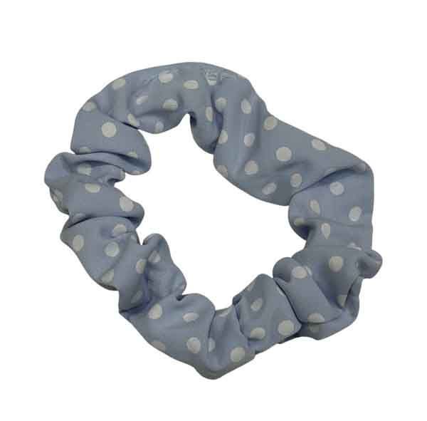 Scrunchie pequeño con estampado de topos azul
