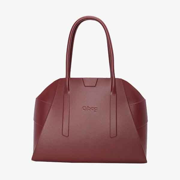 Bolso O bag Unique granate con asas fijas y diseño italiano