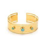 brazalete boho de Luxenter con turquesa y acabado en oro amarillo de 18k – modelo Athdu