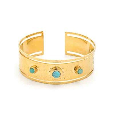brazalete boho de Luxenter con turquesa y acabado en oro amarillo de 18k – modelo Athdu