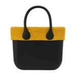 Bolso O bag Mini negro con borde de baguilla mostaza Turquesa y Más