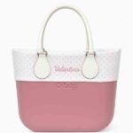 Bolso O bag Mini rosa con borde personalizado de lunares y nombre bordado