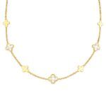 Collar de flores de nácar en plata de ley con baño de oro