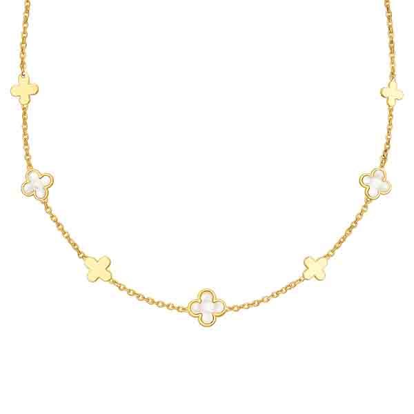 Collar de flores de nácar en plata de ley con baño de oro