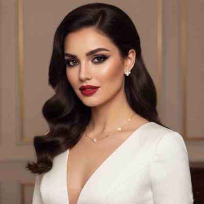 Modelo con collar y pendientes de flores de nácar en plata de ley con baño de oro