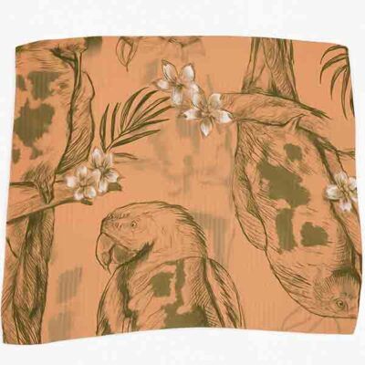 Foulard Amazonas con estampado tropical en tonos terracota y oliva