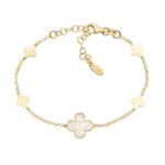 Pulsera de flores de nácar en plata de ley bañada en oro