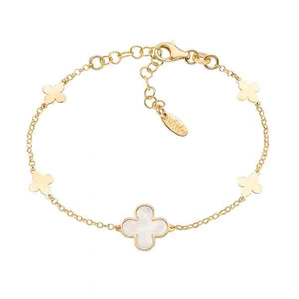 Pulsera Flores de Nácar dorada Pulsera de flores de nácar en plata de ley bañada en oro