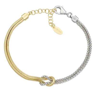 pulsera Nudo de Amor bicolor en plata de ley con detalles en oro – Amen