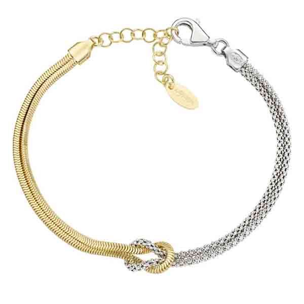 pulsera Nudo de Amor bicolor en plata de ley con detalles en oro – Amen