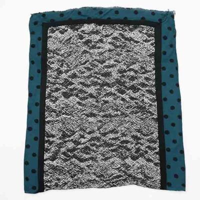foulard Blue Python estampado serpiente con borde azul y topos