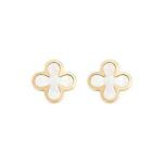 Pendientes de nácar en forma de flor con acabado en oro