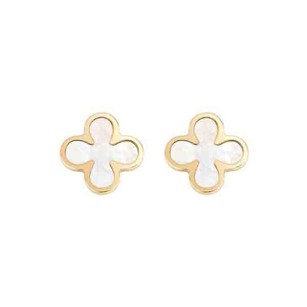 Pendientes flor de nácar dorados Pendientes de nácar en forma de flor con acabado en oro