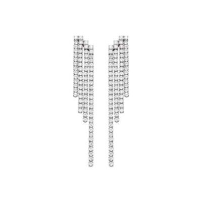 Pendientes Disazar largos de plata 925 con circonitas brillantes y acabado rodio