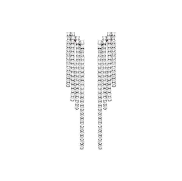Pendientes Disazar plata y circonitas acabado rodio Pendientes Disazar largos de plata 925 con circonitas brillantes y acabado rodio