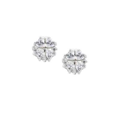 Pendientes Quadricuore 2 en 1 en plata de ley rodiada con circonitas blancas en su versión mini de 8 mm.