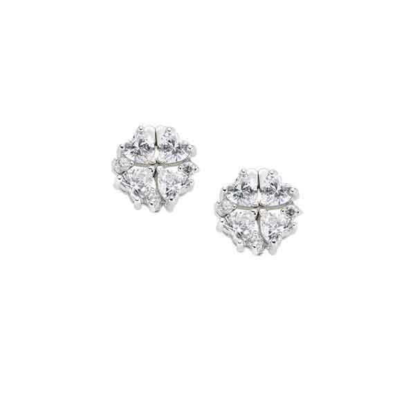 Pendientes Quadricuore 2 en 1 en plata de ley rodiada con circonitas blancas en su versión mini de 8 mm.