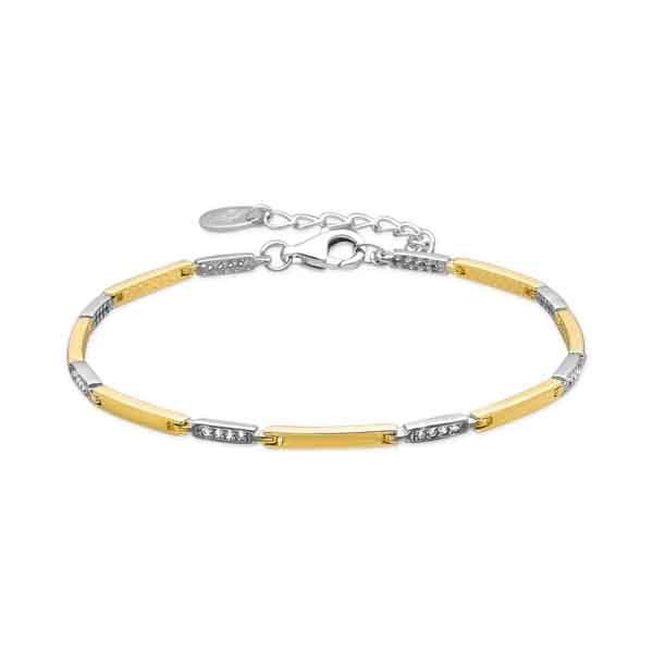 Pulsera Mirtis de plata de ley 925 con circonitas y acabado oro amarillo de 18k