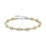 Pulsera Welco de plata y circonita con acabado oro amarillo de 18k