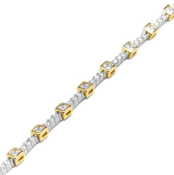 Detalle de la pulsera Welco de plata y circonita con acabado oro amarillo de 18k