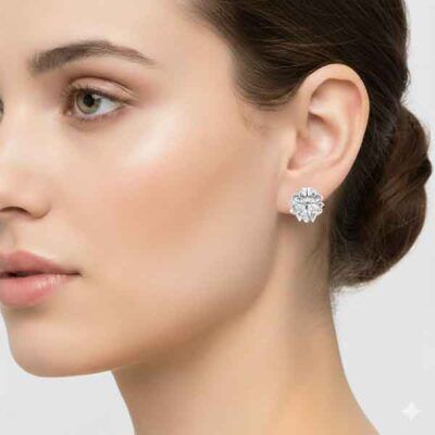 modelo con pendientes Quadricuore 2 en 1 en plata de ley con circonita blanca