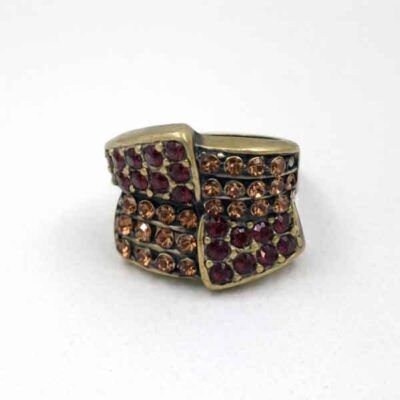 Anillo artesanal de cristal Swarovski Nudo Áurea marrón y granate