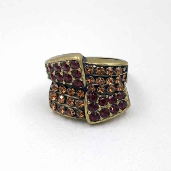 Anillo artesanal de cristal Swarovski Nudo Áurea marrón y granate
