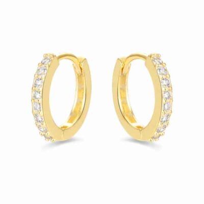 Aros Valarys de oro amarillo con circonitas brillantes