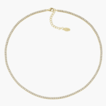 Collar ICONA estilo tenis en plata de ley con circonitas blancas y acabado en oro amarillo