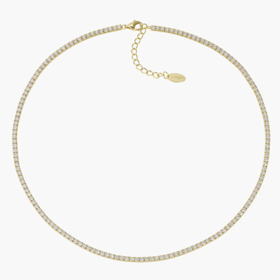 Collar ICONA estilo tenis en plata de ley con circonitas blancas y acabado en oro amarillo