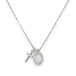 Collar cruz y Milagrosa de plata con circonitas blancas