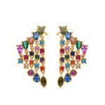 Pendientes Arkai multicolor bañados en oro con circonitas