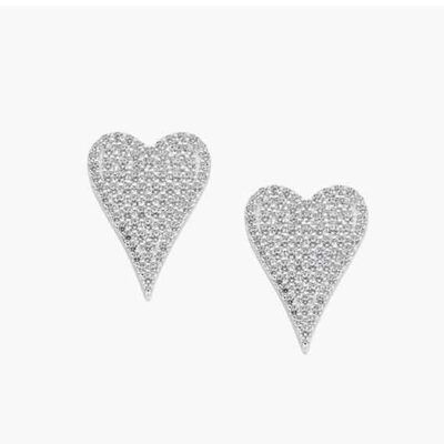 Pendientes Cuore de corazón en plata con circonitas blancas AMEN