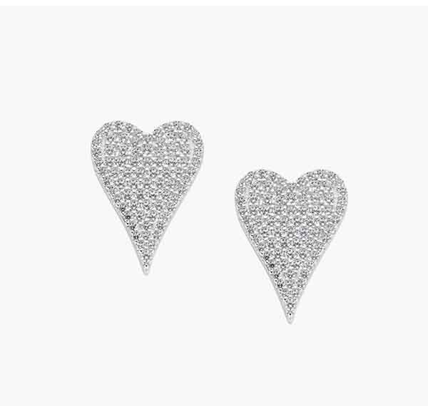 Pendientes Cuore de corazón en plata con circonitas blancas AMEN
