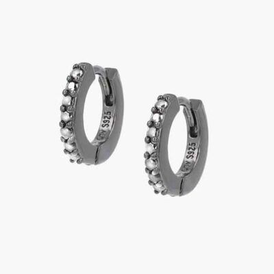 Pendientes Nero Tennis de plata en rutenio con circonitas cristal AMEN