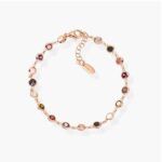 Pulsera de circonitas multicolor en plata de ley con acabado rosé