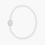 Pulsera de perlas con medalla Milagrosa en plata esmaltada blanca