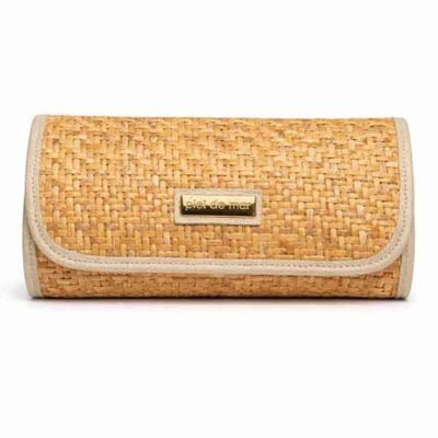 Bolso Anne artesanal en fibras vegetales y piel reciclada con acabado natural