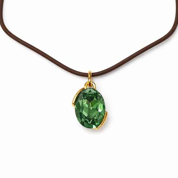 Colgante Lia chapado en oro con cristal Swarovski verde de 2 x 1,4 cm