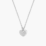 Collar corazón de plata con circonitas blancas y acabado en rodio