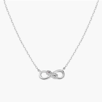Collar INFINITA infinito de plata con circonitas blancas y acabado en rodio