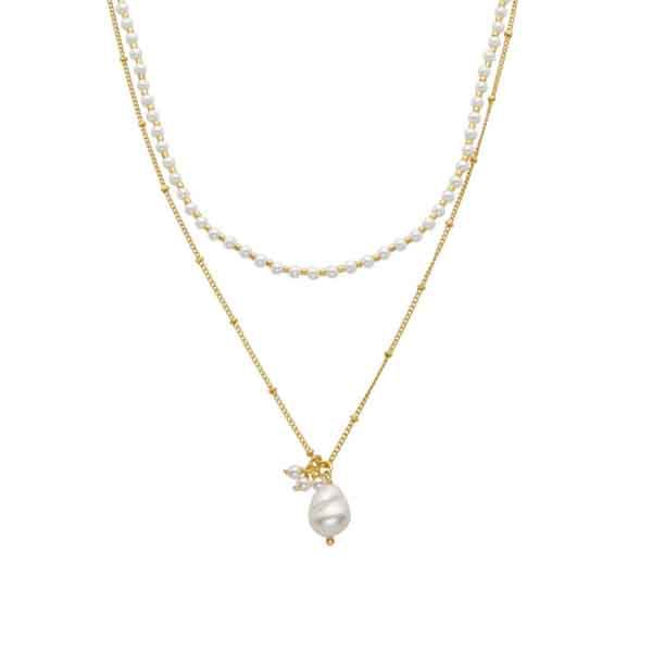 Collar Subri perla blanca Luxenter collar Subri con perla blanca y acabado en oro amarillo 18K Luxenter