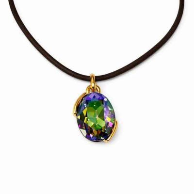 Collar Swarovski multicolor chapado en oro con cristal ovalado facetado