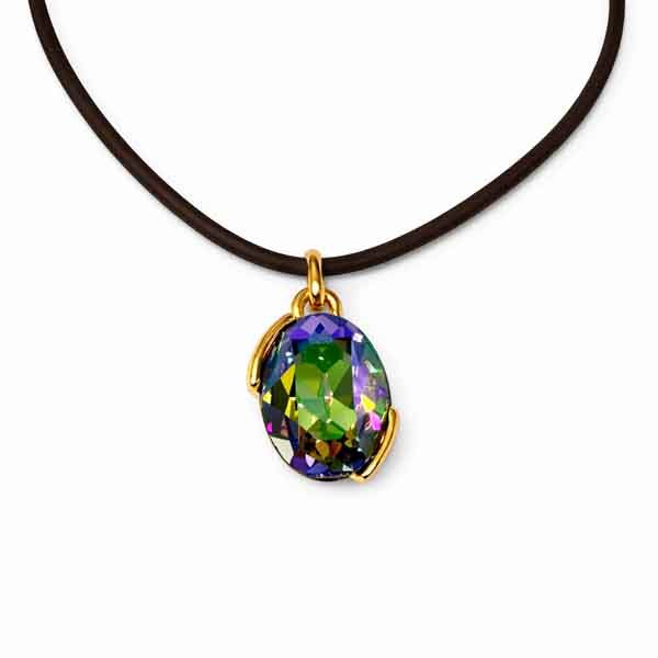 Collar Swarovski multicolor chapado en oro con cristal ovalado facetado