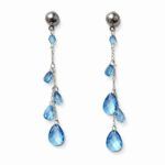 Pendientes cascada Atlántico azules con lágrimas de cristal y cadena plateada