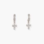 Pendientes cruz de plata con circonitas blancas AMEN