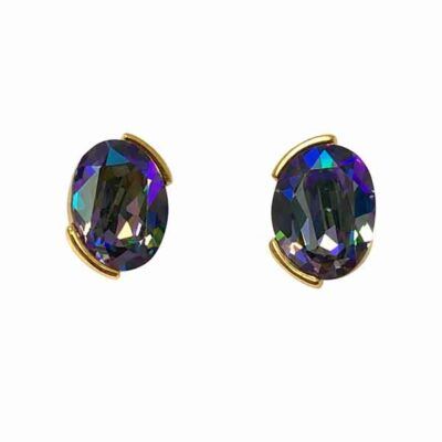 pendientes Lia chapados en oro con cristal Swarovski irisado
