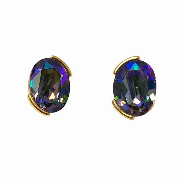 pendientes Lia chapados en oro con cristal Swarovski irisado