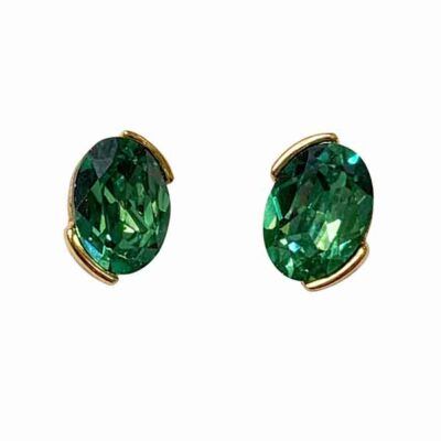 pendientes Lia chapados en oro con cristal Swarovski verde