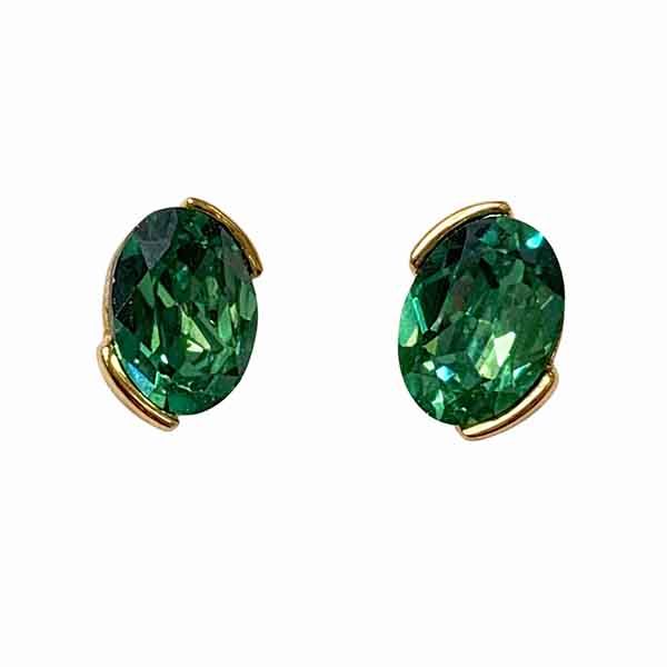pendientes Lia chapados en oro con cristal Swarovski verde